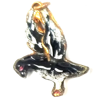 ENAMEL BIRD 20X24MM BLACK